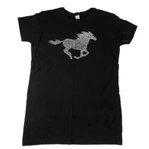 Unbranded Juniors T-Shirt Horse With Horse Names Black Size Large